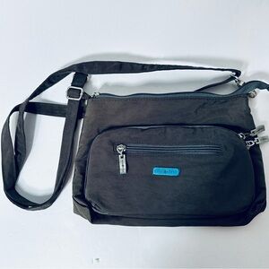 Sofia Vitali Multi Pocket Crossbody Bag Adjustable Strap Dark Grey VGC 10” x 7”